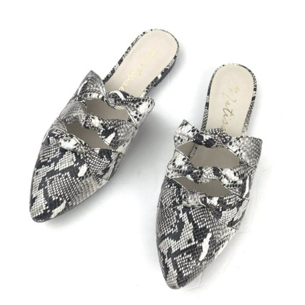 MATISSE "On Course" Snake Leather Slip-on Mules 8.5